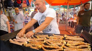 Sicilian Street Food in Palermo 🇮🇹 CRAZY Italian BBQ  HUGE Arancini in Sicily [upl. by Lodge]