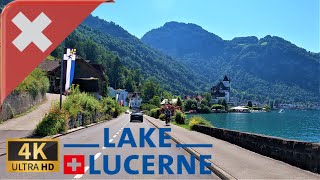 DRIVING on the shores of LAKE LUCERNE Forest Cantons SWITZERLAND I 4K 60fps [upl. by Cotsen]