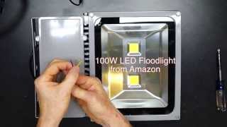 100 Watt LED vs 500 Watt Halogen Floodlight Comparison [upl. by Gnuh340]