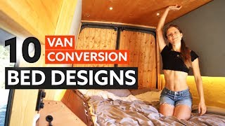 10 Awesome BED DESIGNS for your VAN CONVERSION 🛏 🚐 [upl. by Anairb]