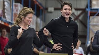 Justin Trudeau lends a hand at a Montreal food bank [upl. by Malloch707]