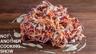 how to make CREAMY COLESLAW from scratch [upl. by Enairda]