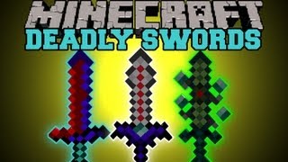 Minecraft  DEADLY SWORDS BETTER SWORDS SPECIAL ENCHANTMENTS More Swords Mod Showcase [upl. by Ahsaelat940]