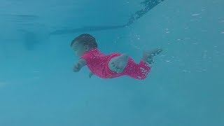 Swimming Baby Underwater July 2017 10Mos [upl. by Enelloc362]