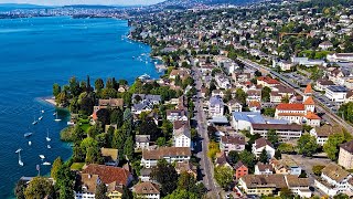 Drone Views of Switzerland in 4k Küsnacht  Lake Zurich to Limberg [upl. by Barth]