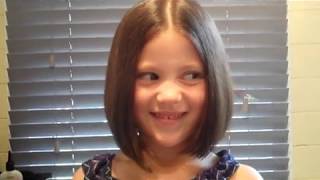 Learn how to cut kids childrens girls hair restyle long to short bob [upl. by Anaibib]