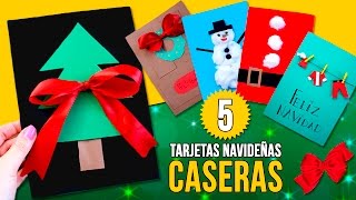 5 TARJETAS de NAVIDAD caseras fáciles para NIÑOS 🎄☃️❄️ MANUALIDADES navideñas fáciles [upl. by Askwith865]