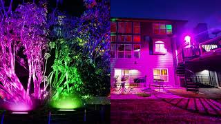 SHOPLED 2 Pack 100W RGB LED Flood Light Bluetooth Smart Outdoor Color Changing Led Floodlights [upl. by Shandy]