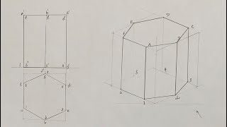 Isometric view 2  Hexagonal Prism  Engineering Graphics [upl. by Lynde956]