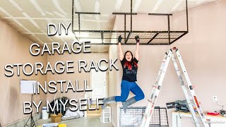 OVERHEAD STORAGE RACK DIY  FLEXIMOUNT RACK INSTALL AND REVIEW [upl. by Asssilem]