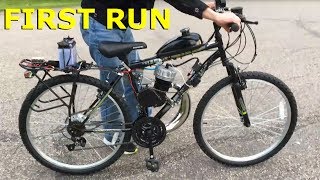 80cc 2Stroke Motorized Bike Build EP20  First Run [upl. by Anilatsyrc]