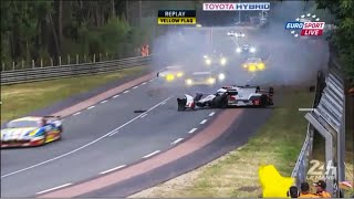 Loïc Duval Audi R18 Crash LeMans 24h 2015 [upl. by Naves]