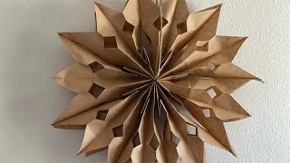 Giant 3D Snowflake Out of Paper Bags  DIY [upl. by Lrub]