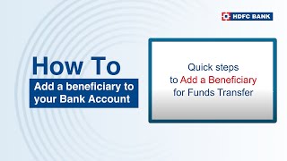 Add a beneficiary to your Bank Account  HDFC Bank [upl. by Lisbeth]