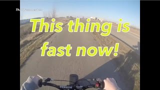 FAST Mini Bike Top Speed Run Monster MotoMotovox 80cc [upl. by Hawger724]