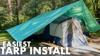 Easy Camping Tarp Install [upl. by Aerdnahs37]