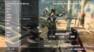 Skyrim Dawnguard Dragon Bone Weapons  Smithing tips [upl. by Katy]