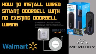 How to install Merkury Innovations Wired Wifi doorbell with no existing doorbell wiring [upl. by Strepphon]