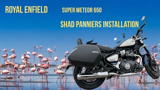 Royal Enfield Super Meteor  SHAD panniers installation [upl. by Adnilemre]