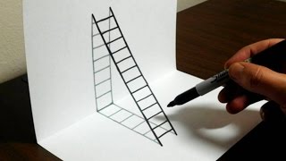 How to Draw a 3D Ladder  Trick Art For Kids [upl. by Naeloj456]