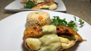 HOW TO MAKE STUFFED CHICKEN  POBLANO PEPPER amp CHEESE [upl. by Auqinihs]