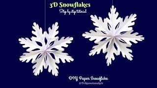 3D Snowflake  Paper snowflake  How to Make 3D Paper Snowflakes for Christmas decorations Part  3 [upl. by Eadith729]