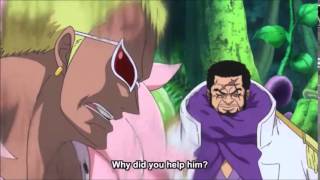 Fujitora saves Trafalgar Law from Doflamingo [upl. by Learrsi]