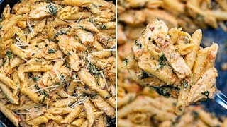 Creamy Garlic Chicken Pasta  with Tomato and Spinach [upl. by Rozelle514]