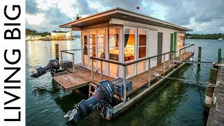 Life On The Water In A Tiny House Boat [upl. by Sirrot]