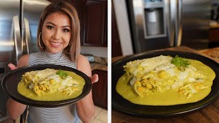 PASTEL AZTECA IN CREAMY POBLANO SAUCE  MEXICAN TORTILLA CASSEROLE [upl. by Adnilg]