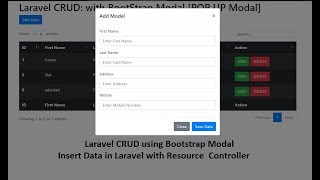 Laravel CRUD Bootstrap Modal Insert Data into Database POP UP Modal [upl. by Yerg]