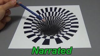 How To Draw A 3D Hole  Anamorphic Illusion Narrated [upl. by Ibby961]