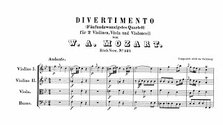 Mozart Divertimento in Bflat major K 137125b with Score [upl. by Anaej]