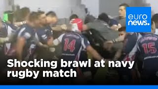 Britain vs France navy rugby match descends into brawl  euronews 🇬🇧 [upl. by Lewin305]