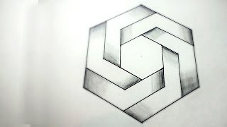 How To Draw Optical Illusions  Hexagon  DearingDraws [upl. by Wolliw]