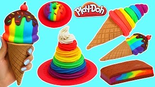 Play Doh Rainbow Swirl Desserts [upl. by Aridatha]