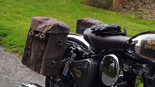 Royal Enfield 500 Classic Chrome The Royal Enfield military style soft motorcycle luggage [upl. by Anieral]