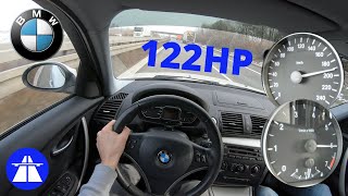 BMW E87 116i FACELIFT 122HP TOP SPEED ON GERMAN AUTOBAHN TEST DRIVE 4K MAX ACCELERATION [upl. by Atauqal]