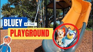 BLUEY goes to the PLAYGROUND  Pretend Play with Bluey Toys  Blippi Toys  Disney Junior  ABC Kids [upl. by Greenburg]