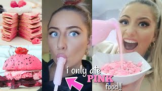 I only ate PINK food for 24 HOURS challenge [upl. by Brightman]