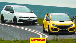 Volkswagen Golf GTI Clubsport 45 vs Honda Civic Type R Limited Edition  Autocar Review [upl. by Ruder915]