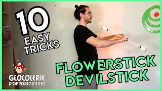 10 Easy FlowerDevil Stick Tricks beginner tutorial [upl. by Kaplan713]