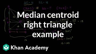 Median centroid right triangle example  Geometry  Khan Academy [upl. by Avilo]