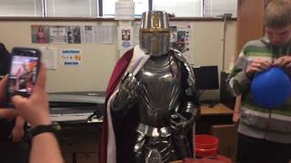 High School Senior Wears Knight Armor on Last Day of School [upl. by Aihsenet580]