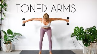 10 MIN TONED ARMS WORKOUT At Home Minimal Equipment [upl. by Hgielsa]