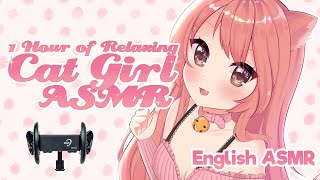 ♡ 1 Hour of Relaxing Cat Girl ASMR ♡ Ear Cleaning Ear Massage Head Scratchies Brushies amp More [upl. by Hyland757]