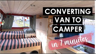 Converting Van to Camper in 7 Minutes  VW Transporter T4 [upl. by Nalor]