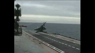 Sukhoi Su33 FlankerD aborted aircraft carrier landing [upl. by Brace]