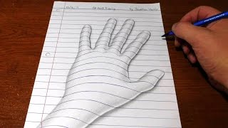 How to Draw a 3D Hand  Trick Art Optical Illusion [upl. by Lael]