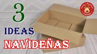 3 Ideas navideñas reciclando cartón para decorar en Navidad Manualidades con cartón [upl. by Windzer406]